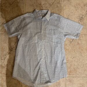 Haggar White and Blue Patterned Casual Shirt